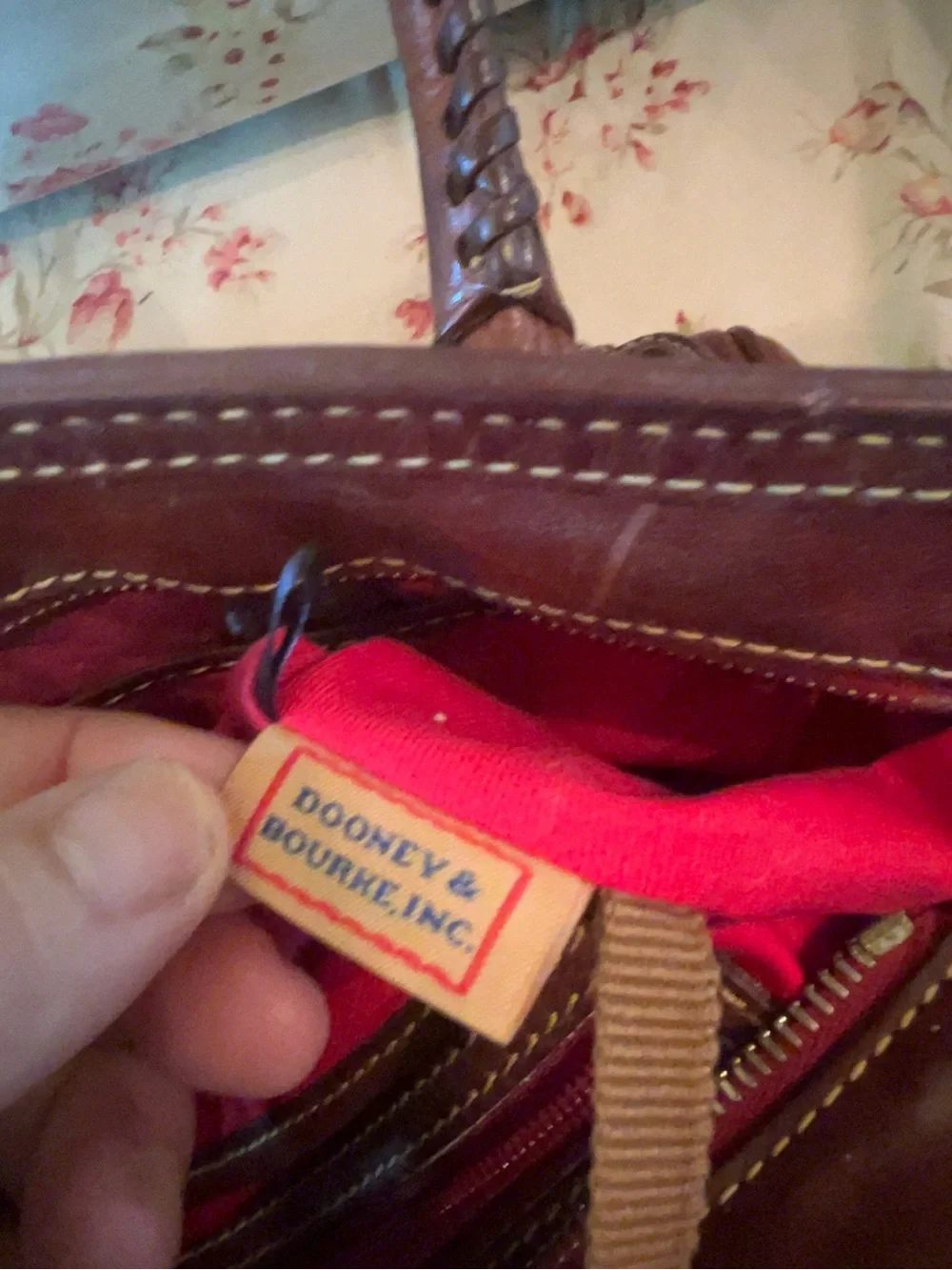 Dooney & Bourke Chocolate Brown Leather Satchel with Brass Hardware